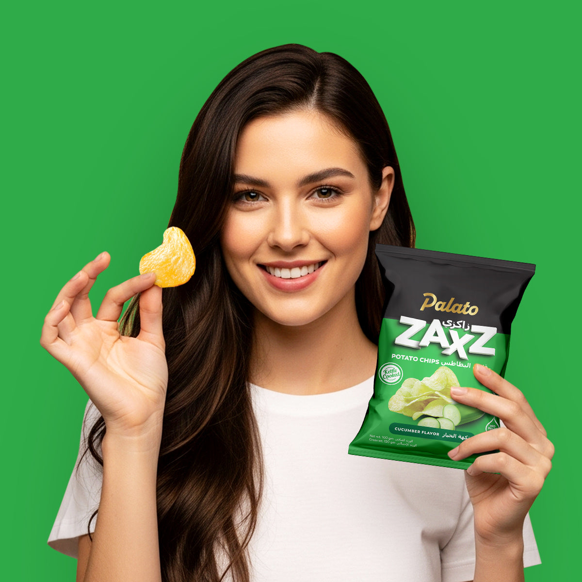 Zaxz No Palm Oil Kettle Cooked Potato Chips-Cucumber Flavor 100g