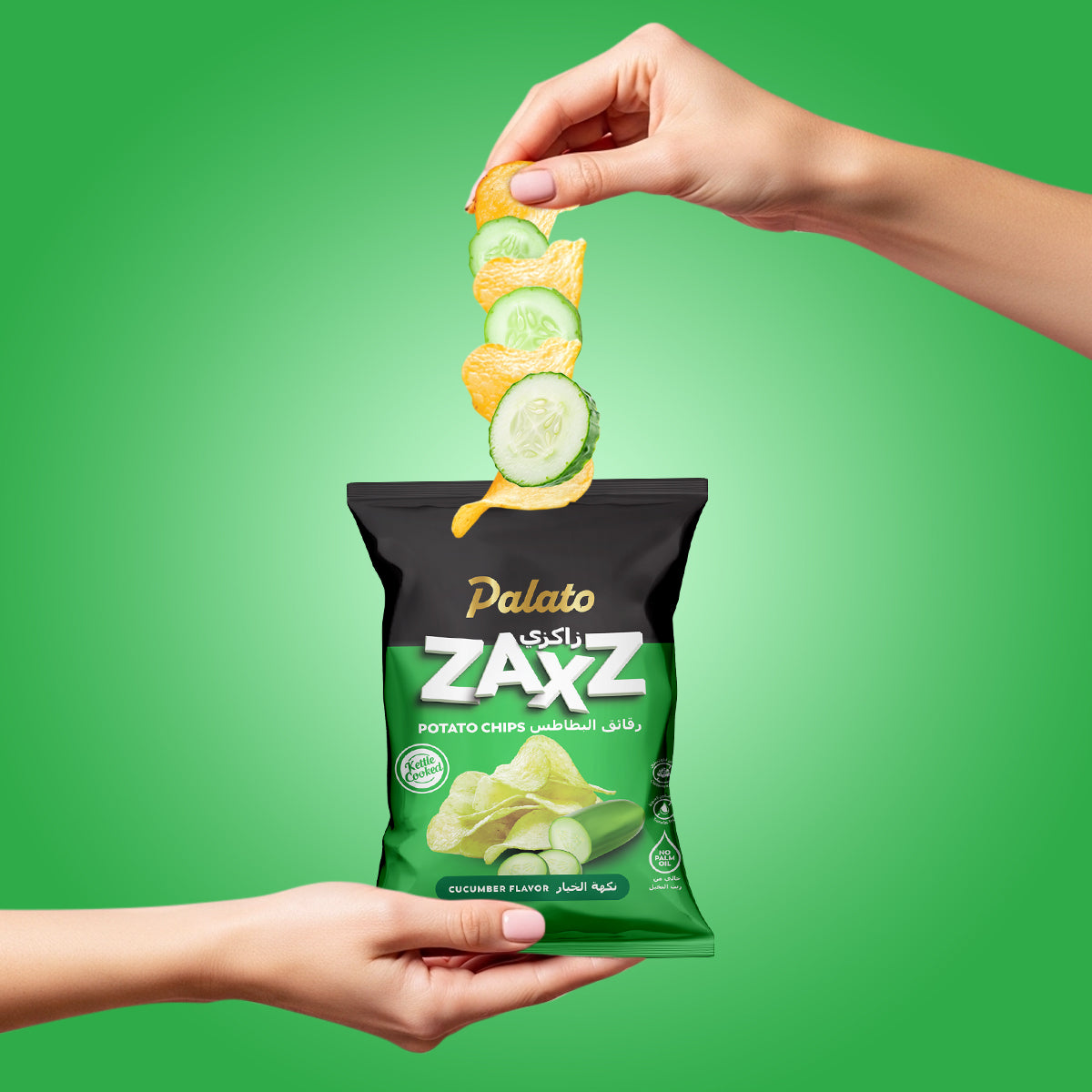Zaxz No Palm Oil Kettle Cooked Potato Chips-Cucumber Flavor 100g